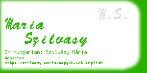 maria szilvasy business card
