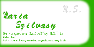 maria szilvasy business card